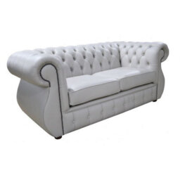 Chesterfield 2 Seater Vele Cloud Grey Leather Sofa Bespoke In Kimberley Style - thumbnail 2