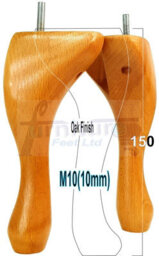L&F Queen Anne Wooden Legs 150mm High Set Of 4 Oak Replacement Furniture Feet Chairs Sofas Footstools M10 (10mm) - thumbnail 1