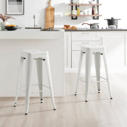 Furniturebox Set Of 2 Colton 'tolix' Style White Metal Bar Stools - thumbnail 1