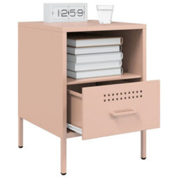 Berkfield Bedside Cabinets 2 Pcs Pink 36X39X50.5 Cm Steel - thumbnail 4