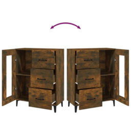 Berkfield Stylish Sideboard Smoked Oak 69.5X34X90 Cm Engineered Wood - thumbnail 9