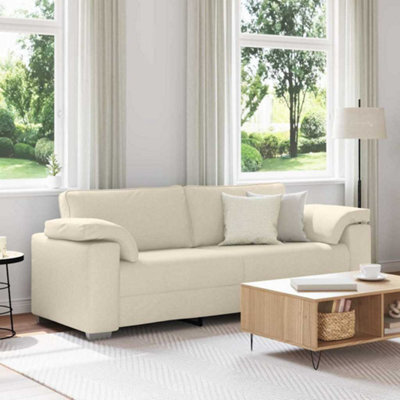 Vidaxl Sofa With Cushion With Pillow Beige 219 X 77 X 82 Cm Linen - image 1