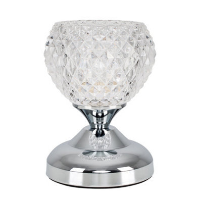 Valuelights Modern Silver Chrome And Decorative Glass Bedside Touch Table Lamp - image 1