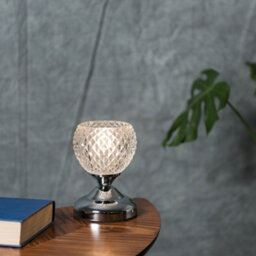 Valuelights Modern Silver Chrome And Decorative Glass Bedside Touch Table Lamp - thumbnail 5