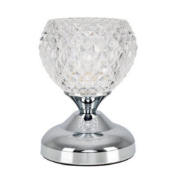 Valuelights Modern Silver Chrome And Decorative Glass Bedside Touch Table Lamp - thumbnail 2