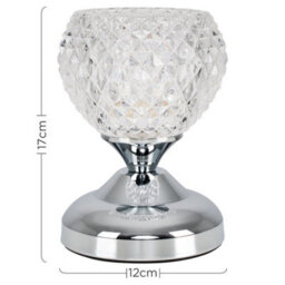 Valuelights Modern Silver Chrome And Decorative Glass Bedside Touch Table Lamp - thumbnail 8