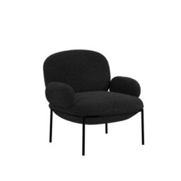 Wyld Haus Tritta Curved Black Sherpa Boucle Dining Chair With Matt Black Metal Legs - thumbnail 2
