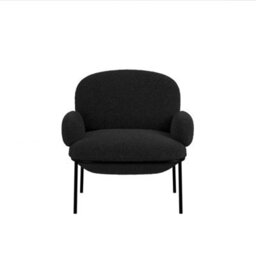Wyld Haus Tritta Curved Black Sherpa Boucle Dining Chair With Matt Black Metal Legs - thumbnail 4