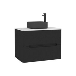 Royal Bathrooms Venice 700mm Matt Nocturne Black Wall Mounted Bathroom Countertop Vanity Unit 2 Drawer With Art Square Basin - thumbnail 7