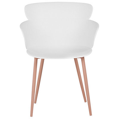 Beliani Set Of 2 White Ergonomic Dining Chairs With Metal Legs - Modern Compact Design - image 1