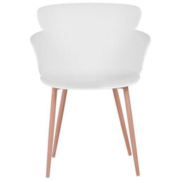 Beliani Set Of 2 White Ergonomic Dining Chairs With Metal Legs - Modern Compact Design - thumbnail 1