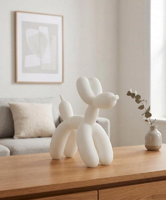 Deenz The Modern Balloon Dog Sculpture Polyresin & Powder For Living Room/bedroom Déco White Animal Ornament Gloss Gift 23X10X22Cm - image 1