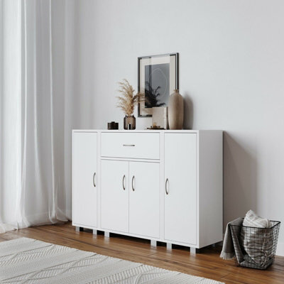 Urbn-Living Urbnliving Height 80Cm Two Side Cabinets Wooden Free Standing Side Corner Cabinet White Colour Cupboard Hallway Living Room Storag - image 1