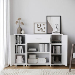 Urbn-Living Urbnliving Height 80Cm Two Side Cabinets Wooden Free Standing Side Corner Cabinet White Colour Cupboard Hallway Living Room Storag - thumbnail 2