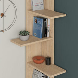 Decortie Saso Modern Corner Bookcase Display Unit 5 Tier Freestanding Oak 141Cm - thumbnail 4