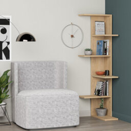 Decortie Saso Modern Corner Bookcase Display Unit 5 Tier Freestanding Oak 141Cm - thumbnail 1