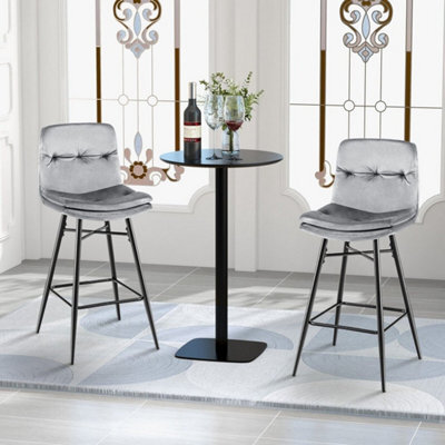Bar Stools Velvet Counter Height Chair Upholstered High Dining Chairs Set Of 2 - image 1