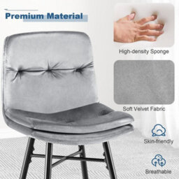Bar Stools Velvet Counter Height Chair Upholstered High Dining Chairs Set Of 2 - thumbnail 4