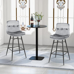 Bar Stools Velvet Counter Height Chair Upholstered High Dining Chairs Set Of 2 - thumbnail 1