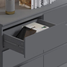 Fwstyle Stora Dark Grey 6 Drawer Chest (H) 77Cm (W) 110Cm (D) 40Cm - Extra Deep 14Cm Drawers - thumbnail 3