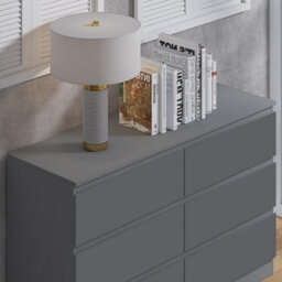 Fwstyle Stora Dark Grey 6 Drawer Chest (H) 77Cm (W) 110Cm (D) 40Cm - Extra Deep 14Cm Drawers - thumbnail 5