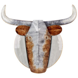 Beliani Wall Decor Bull Erbium Metal 41 Cm Grey