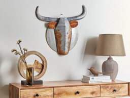Beliani Wall Decor Bull Erbium Metal 41 Cm Grey - thumbnail 2