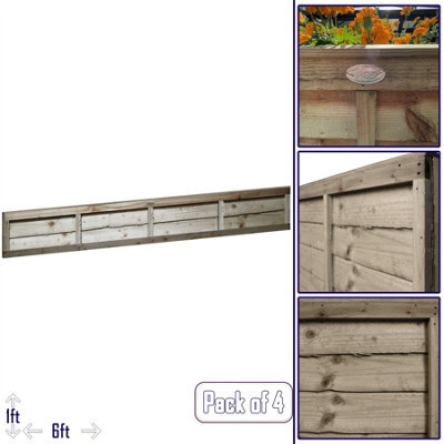 Premier Garden Supplies Premier Lap Wooden Fence Panel 6Ft X 1Ft (4 Pack) Overlapping Waney Larch Pressure Treated Fencing - image 1