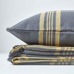 Homescapes Grey & Yellow Tartan Check Sofa And Bed Throw, 225 X 255 Cm - thumbnail 5