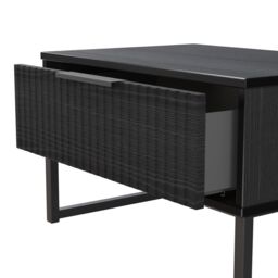 Ancona Matt Black Ash 1 Drawer Non-Extendable Side Table (H)348mm (W)575mm (D)395mm - thumbnail 4