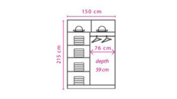 Arte Effect 2 Sliding Mirrored Door Wardrobe In Anderson Pine (White) - W1500mm H2160mm D590mm, Bright And Stylish - thumbnail 2