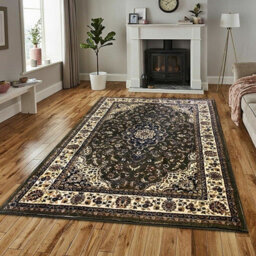 Extra Large Traditional Persian Style Rug With Non-Slip Backing - Green 200Cm X 300Cm For Living Rooms & Bedrooms
