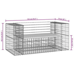 Berkfield Garden Bench Gabion Design 143X71X65.5 Cm Solid Wood Douglas - thumbnail 8