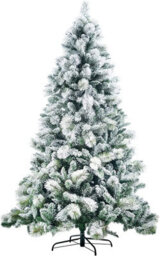Shatchi 5Ft Frosted Snowy Boulder Pine Helsinki Fir Green Tips Bushy Artificial Plain Christmas Tree