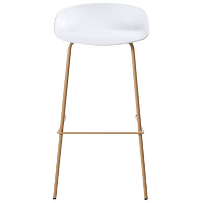 Wyld and Coco Modish Living Set Of 4 White Bar Chairs With Wood-Look Iron Frame - Standard Bar Height Seating - image 1