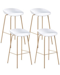 Wyld and Coco Modish Living Set Of 4 White Bar Chairs With Wood-Look Iron Frame - Standard Bar Height Seating - thumbnail 3
