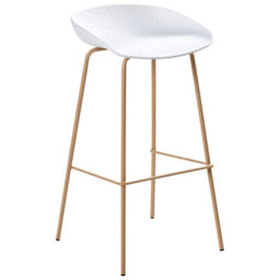 Wyld and Coco Modish Living Set Of 4 White Bar Chairs With Wood-Look Iron Frame - Standard Bar Height Seating - thumbnail 4
