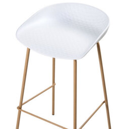 Wyld and Coco Modish Living Set Of 4 White Bar Chairs With Wood-Look Iron Frame - Standard Bar Height Seating - thumbnail 5