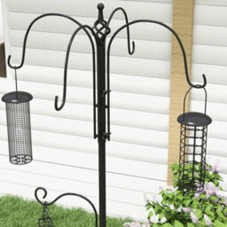 Pawhut Bird Feeding Station Kit Wild Bird Feeder Pole W/ 6 Hooks 4 Prong Bases - thumbnail 7