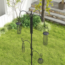 Pawhut Bird Feeding Station Kit Wild Bird Feeder Pole W/ 6 Hooks 4 Prong Bases - thumbnail 9