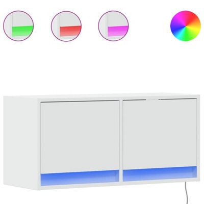 Berkfield Durable Tv Wall Cabinet With Led Lights White 80X31X35 Cm - image 1