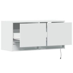 Berkfield Durable Tv Wall Cabinet With Led Lights White 80X31X35 Cm - thumbnail 9