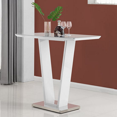 Furniture in Fashion Ilko High Gloss Bar Table Rectangular Glass Top In White - image 1