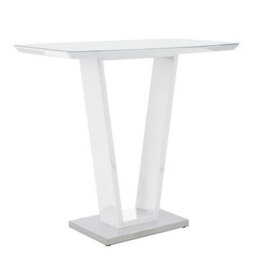 Furniture in Fashion Ilko High Gloss Bar Table Rectangular Glass Top In White - thumbnail 3