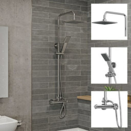 Affine Complete Bathroom Suite L Shape Left Hand 1600mm Bath Screen Toilet Basin Taps - thumbnail 6