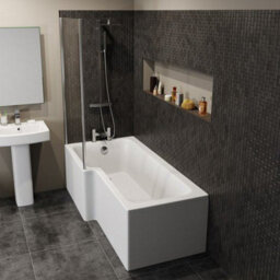Affine Complete Bathroom Suite L Shape Left Hand 1600mm Bath Screen Toilet Basin Taps - thumbnail 3
