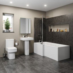 Affine Complete Bathroom Suite L Shape Left Hand 1600mm Bath Screen Toilet Basin Taps - thumbnail 2