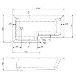 Affine Complete Bathroom Suite L Shape Left Hand 1600mm Bath Screen Toilet Basin Taps - thumbnail 9