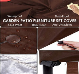 Rectangular Garden Furniture Cover, Square Oxford Patio Cover With Vents, Windproof, Waterproof, Dustproof - Brown 225 116 82Cm - thumbnail 2