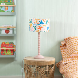ValueLights Rose Pink Bobbin Stem Table Lamp With Abstract Shapes Drum Shade For Living Room Bedroom - thumbnail 4